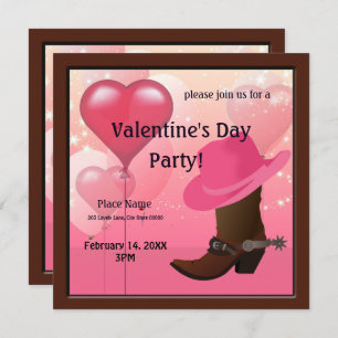 Invitation de la Saint Valentin Cowgirl Western Pa