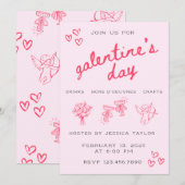 Invitation de la Saint-Valentin Galentine's Day po (Devant / Derrière)