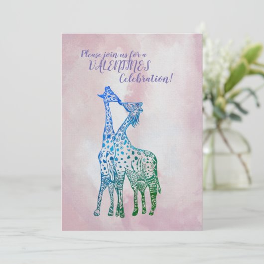 Invitation de la Saint Valentin Giraffes Art (Debout devant)