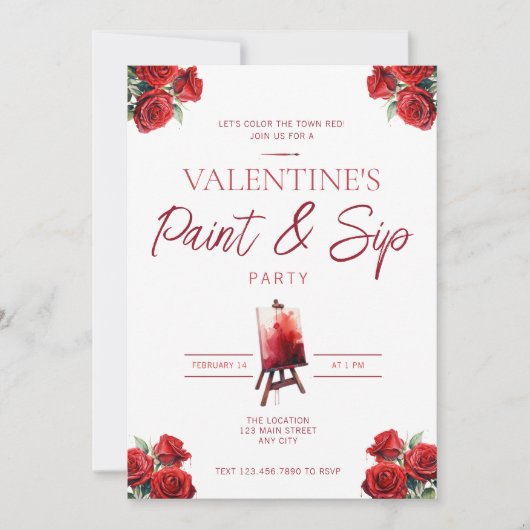 Invitation de la Saint Valentin Paint and Sip Part (Devant)