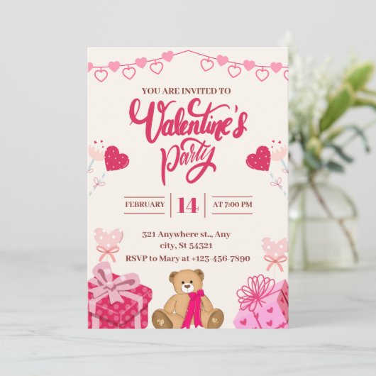 Invitation de la Saint Valentin rose (Debout devant)