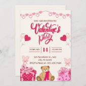 Invitation de la Saint Valentin rose (Devant / Derrière)