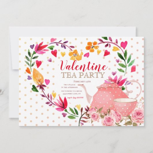Invitation de la Saint Valentin Tea Party (Devant)