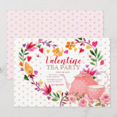 Invitation de la Saint Valentin Tea Party (Devant / Derrière)