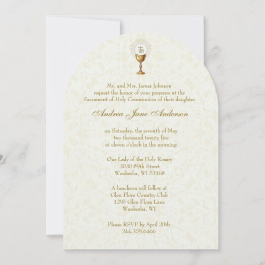 Invitation de la Sainte Communion catholique (Dos)