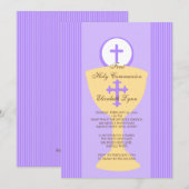 Invitation de la Sainte Communion Chalice Girl Pur (Devant / Derrière)