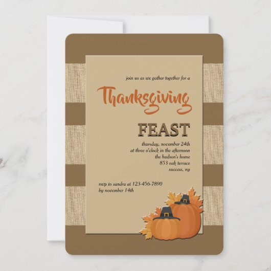 Invitation de la saison de Thanksgiving (Devant)