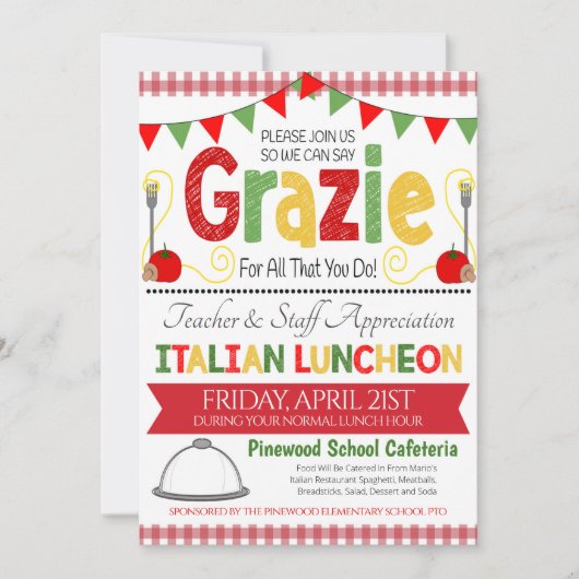 Invitation de la semaine italienne d'appréciation (Devant)