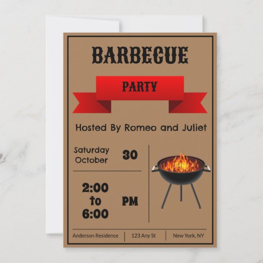 Invitation de la soirée barbecue Brown (Devant)