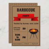 Invitation de la soirée barbecue Brown (Devant / Derrière)