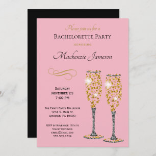 Invitation de la soirée Champagne Pink Bachelorett