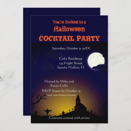 Invitation de la soirée Cocktail Halloween éffraya (Devant / Derrière)