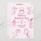 Invitation de la soirée Cocktail rose (Devant / Derrière)