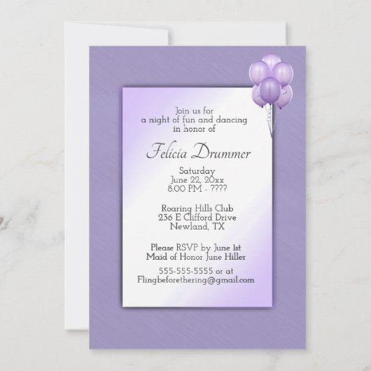 Invitation de la soirée de bachelorette de l'orchi (Dos)