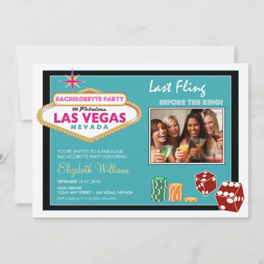 Invitation de la soirée de bachelorette de Vegas W (Devant)