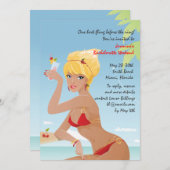 Invitation de la soirée de bachelorette Red Bikini (Devant / Derrière)
