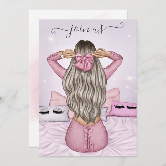 Invitation de la soirée de bachelorette rose fashi (Devant / Derrière)