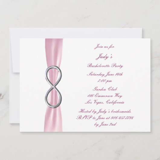 Invitation de la soirée de bachelorette rose infin (Devant)