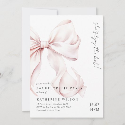 Invitation de la soirée de bachelorette rose moder (Devant)