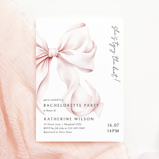 Invitation de la soirée de bachelorette rose moder