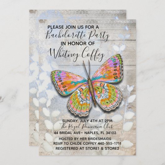 Invitation de la soirée de bachelorette Spring Fli (Devant / Derrière)