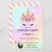 Invitation de la soirée de bowling Unicorn (Devant / Derrière)