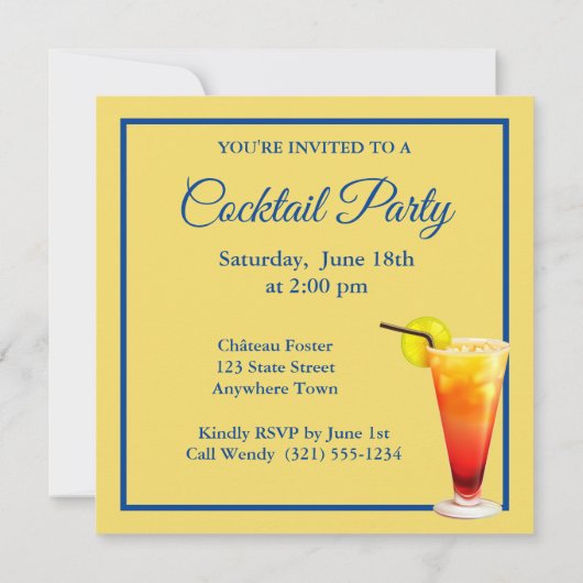 Invitation de la soirée de cocktail d'été (Dos)