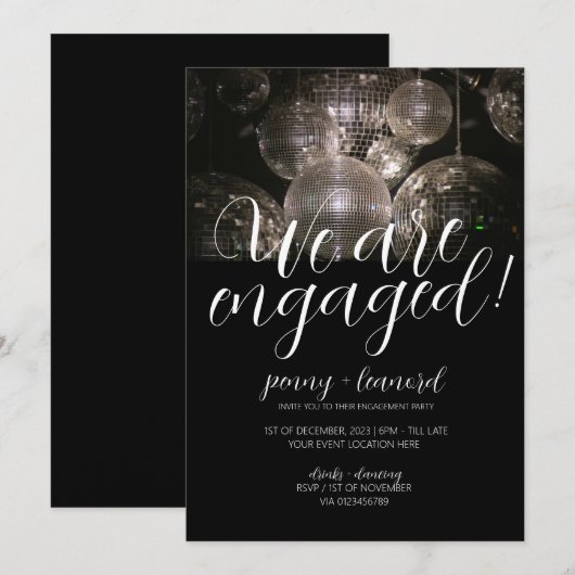 Invitation de la soirée de fiançailles moderne de  (Devant / Derrière)