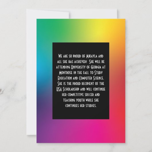 Invitation de la soirée de graduation de Rainbow D (Dos)