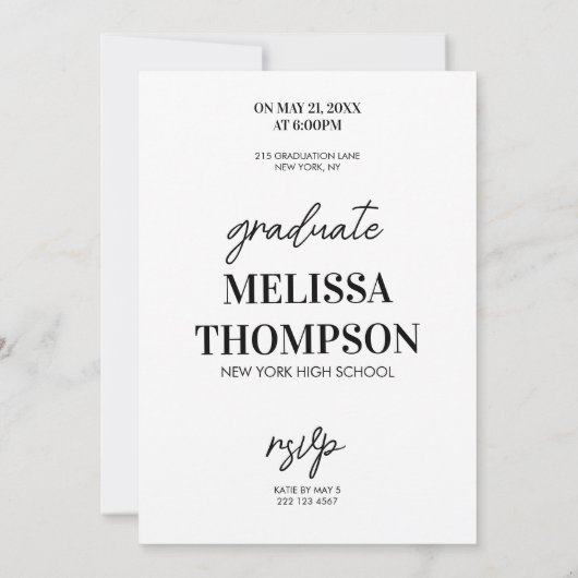 Invitation de la soirée de graduation en typograph (Dos)