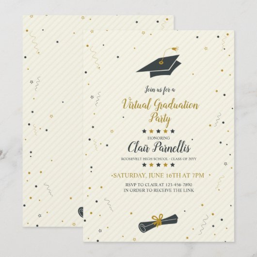 Invitation de la soirée de graduation virtuelle (Devant / Derrière)