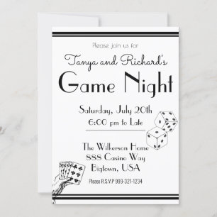 Invitation de la soirée de jeu noir et blanc Retro