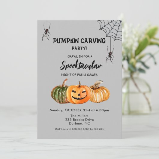 Invitation de la soirée de sculpture Citrouille d' (Debout devant)