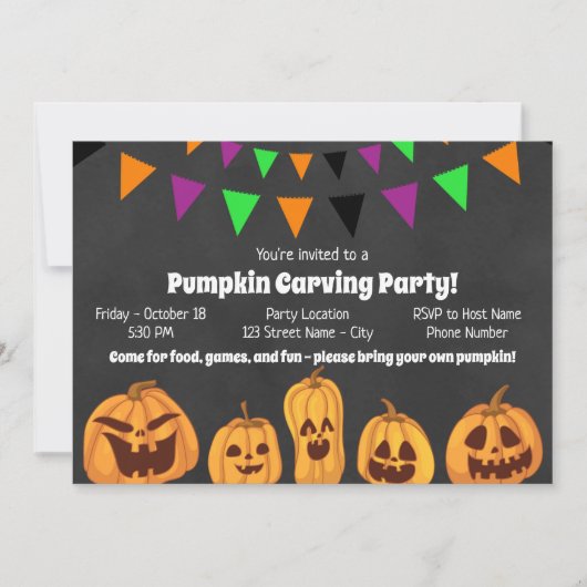 Invitation de la soirée de sculpture Citrouille d' (Devant)