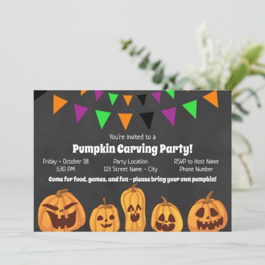 Invitation de la soirée de sculpture Citrouille d' (Debout devant)