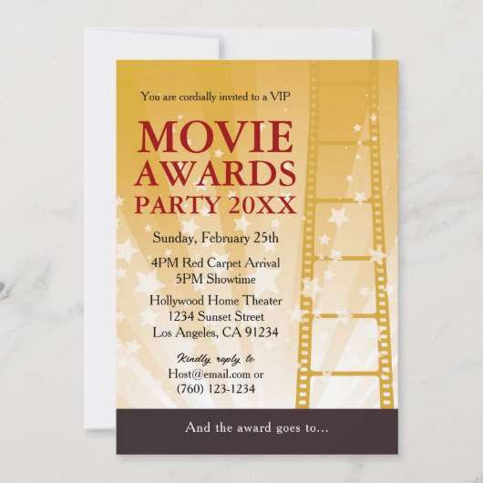 Invitation de la soirée des Prix de cinéma (Devant)