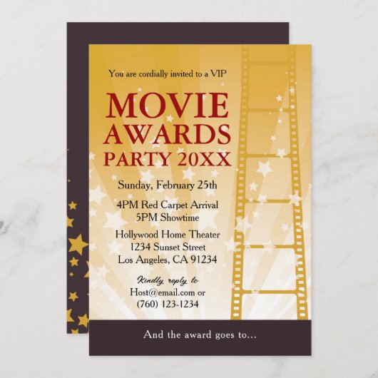 Invitation de la soirée des Prix de cinéma (Devant / Derrière)