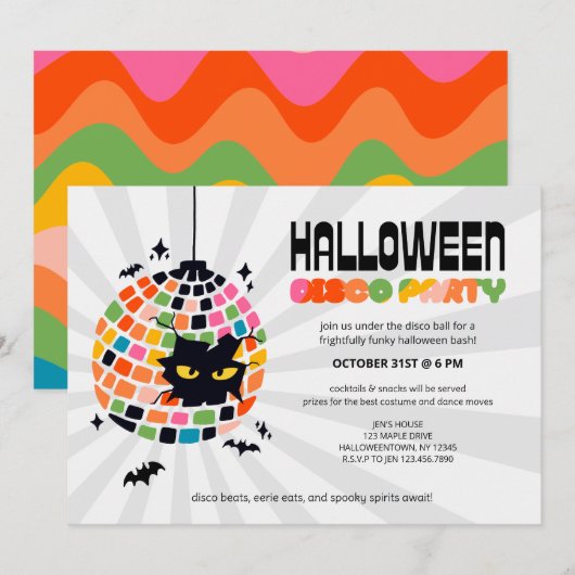 Invitation de la soirée Disco Ball Halloween (Devant / Derrière)