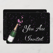 Invitation de la Soirée du Nouvel An Champagne Bot (Devant / Derrière)