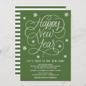 Invitation de la Soirée du Nouvel An Whimsical Ver (Devant / Derrière)