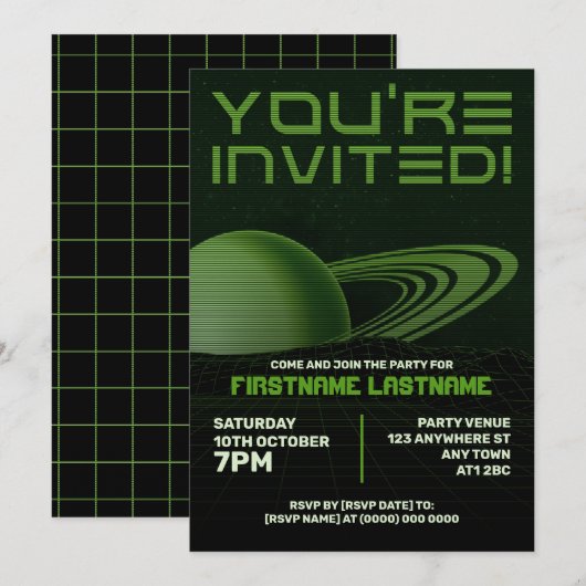 Invitation de la soirée Green Retrowave (Devant / Derrière)