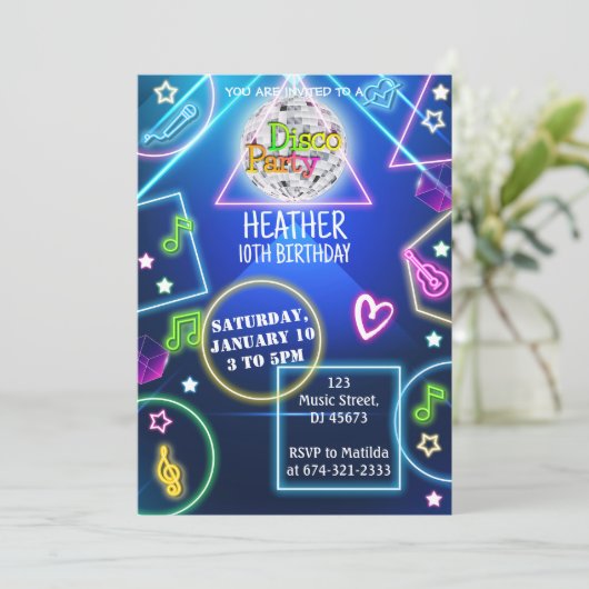 Invitation de la soirée Neon Disco (Debout devant)
