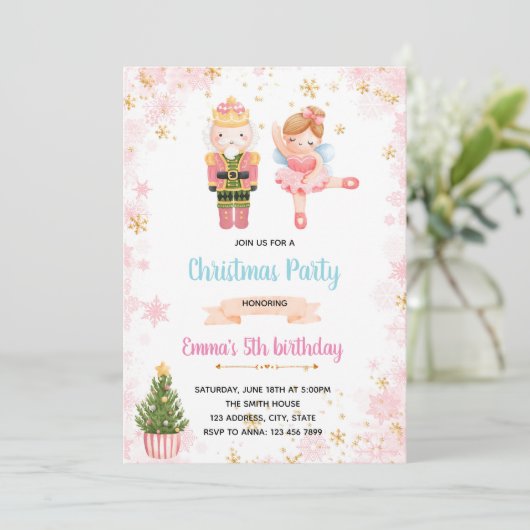Invitation de la soirée Nutcracker rose (Debout devant)
