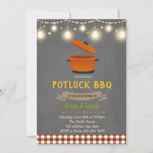 Invitation de la soirée Potluck BQ (Devant)