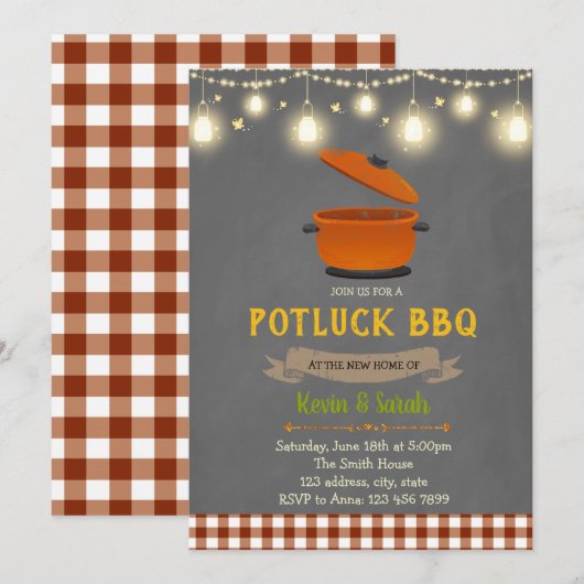 Invitation de la soirée Potluck BQ (Devant / Derrière)