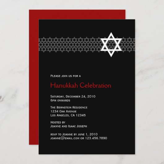 Invitation de la Soirée Star Hanoukka (Devant / Derrière)