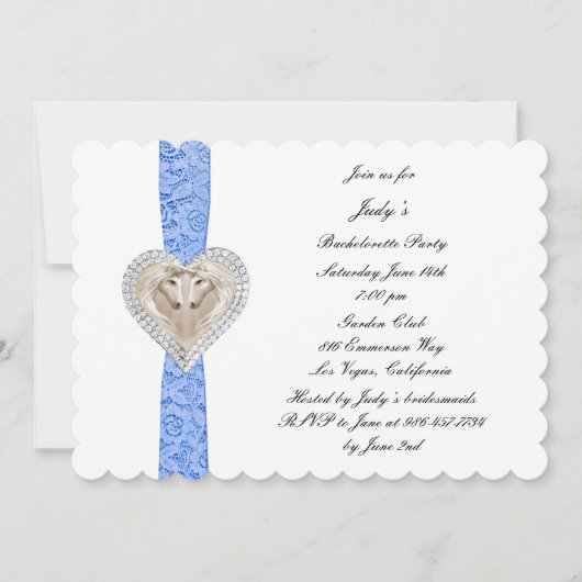 Invitation de la soirée Unicorn Blue Lace Bachelor (Devant)