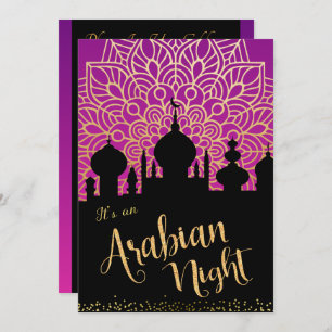 Invitation de la soirée violette et noire arabe