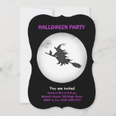Invitation de la sorcière volante d'Halloween et d (Devant)