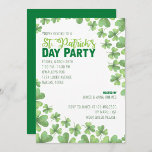Invitation de la St Patrick's Day Shamrock Party